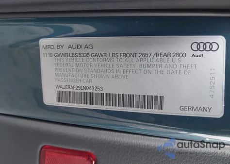 2020 Audi A6 Premium Plus 45 Tfsi Quattro S Tronic z USA, uszkodzony, nr VIN WAUE8AF29LN043253